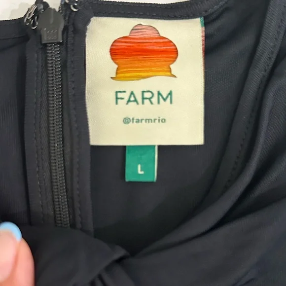 FARM Rio Black Cutout Long Sleeve Bodysuit NWOT Large - Picture 5 of 15